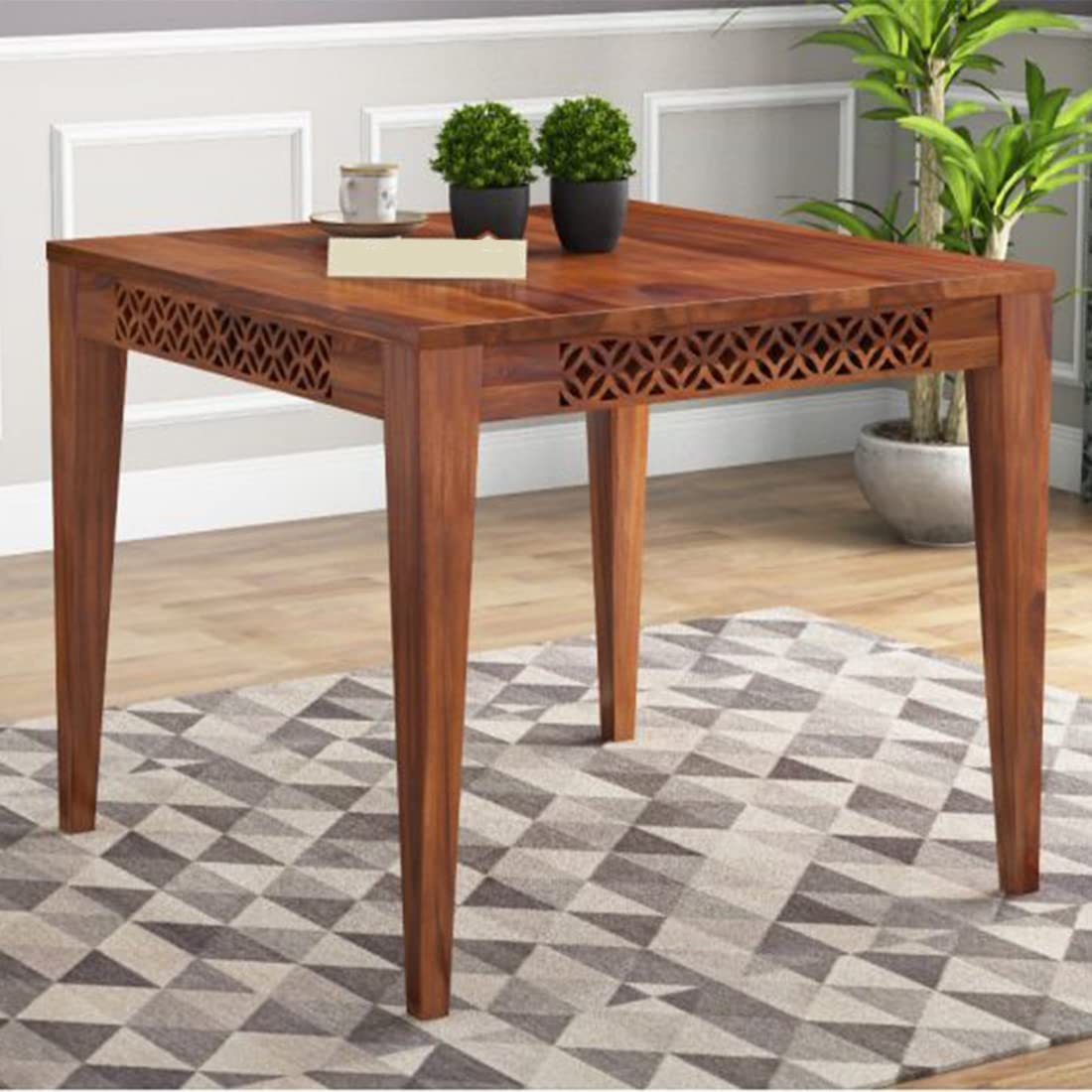 Sheesham Wood Dining Table (34x34 Inch) | Multi-Purpose uses Home and Office Desk | Dining Room Furniture | Wooden 4 Seater Dining Table