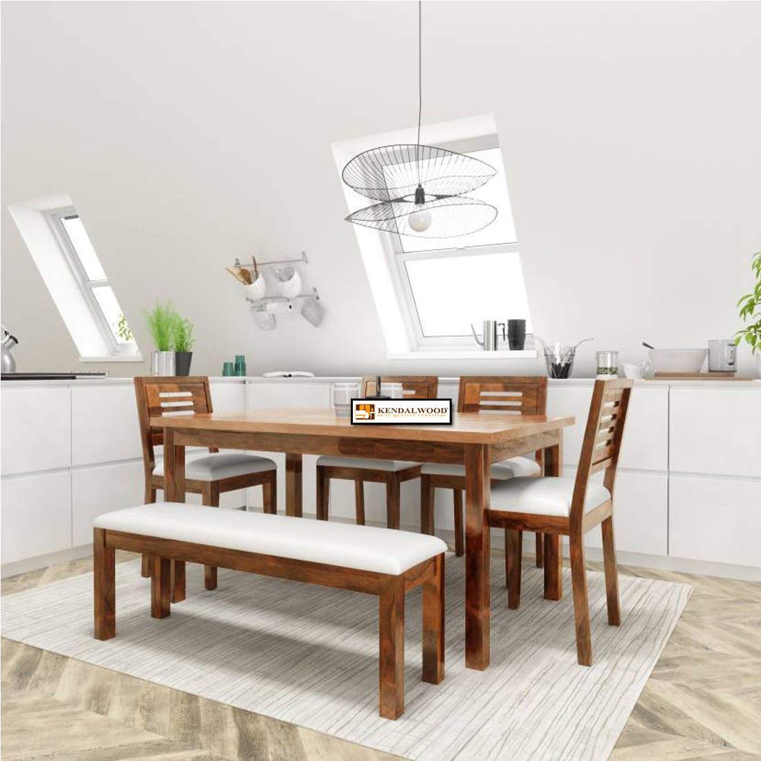 Solid Wood 6 Seater Dining Set | (57 x 35) Dining Table with 6 Chair | Dining Room Furniture