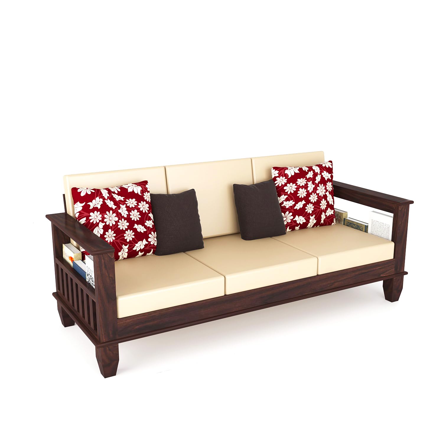 Solid Wood 3 Seater Wooden Sofa Set for Living Room Furniture | Sofa for Home & Office | 3 Seater Sofa