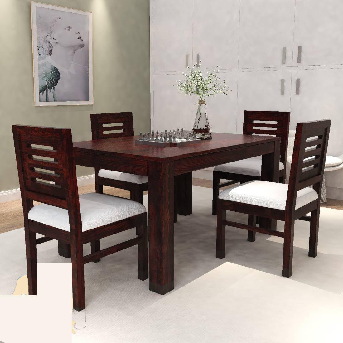 Premium Sheesham Wood Dining Table(45x30) with 4 Chairs | 4 Seater Dining Set | Wooden Dining Table with Chair
