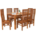 Sheesham Wood Dining Table(57x35) with 6 Chairs | 6 Seater Dining Set | Wooden Dining Table with Chair - Dining Room Furniture