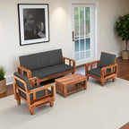 Solid Wood 5 Seater Wooden Sofa Set for Living Room Furniture | 3+1+1 Sofa Set with Center Table | Furniture for Home & Hotels