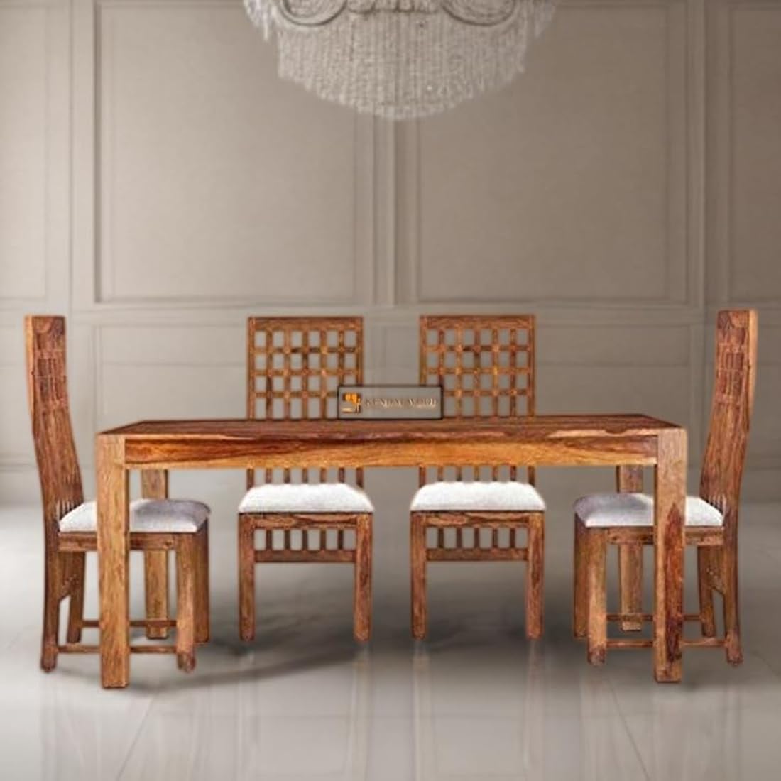 Sheesham Wood Dining Table(57x35) with 4 Chairs, 4 Seater Dining Set | Wooden Dining Table with Chair