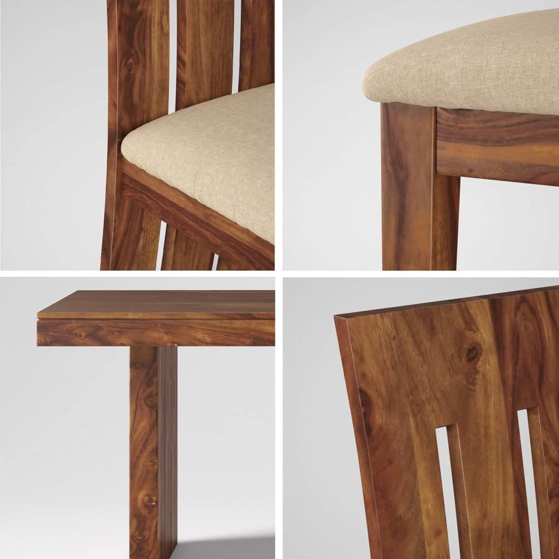 Sheesham Wood Dining Table (68x35) with 4 Chairs & 1 Bench | 6 Seater Dining Set | Wooden Dining Table with Chair - Dining Room Furniture