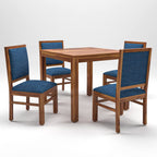 Furniture Premium Dining Room Furniture Wooden Dining Table with 4 Chairs Solid Wood 4 Seater Dining Set (Finish Color - Honey Finish with Blue Cushions, DIY(Do-It-Yourself))
