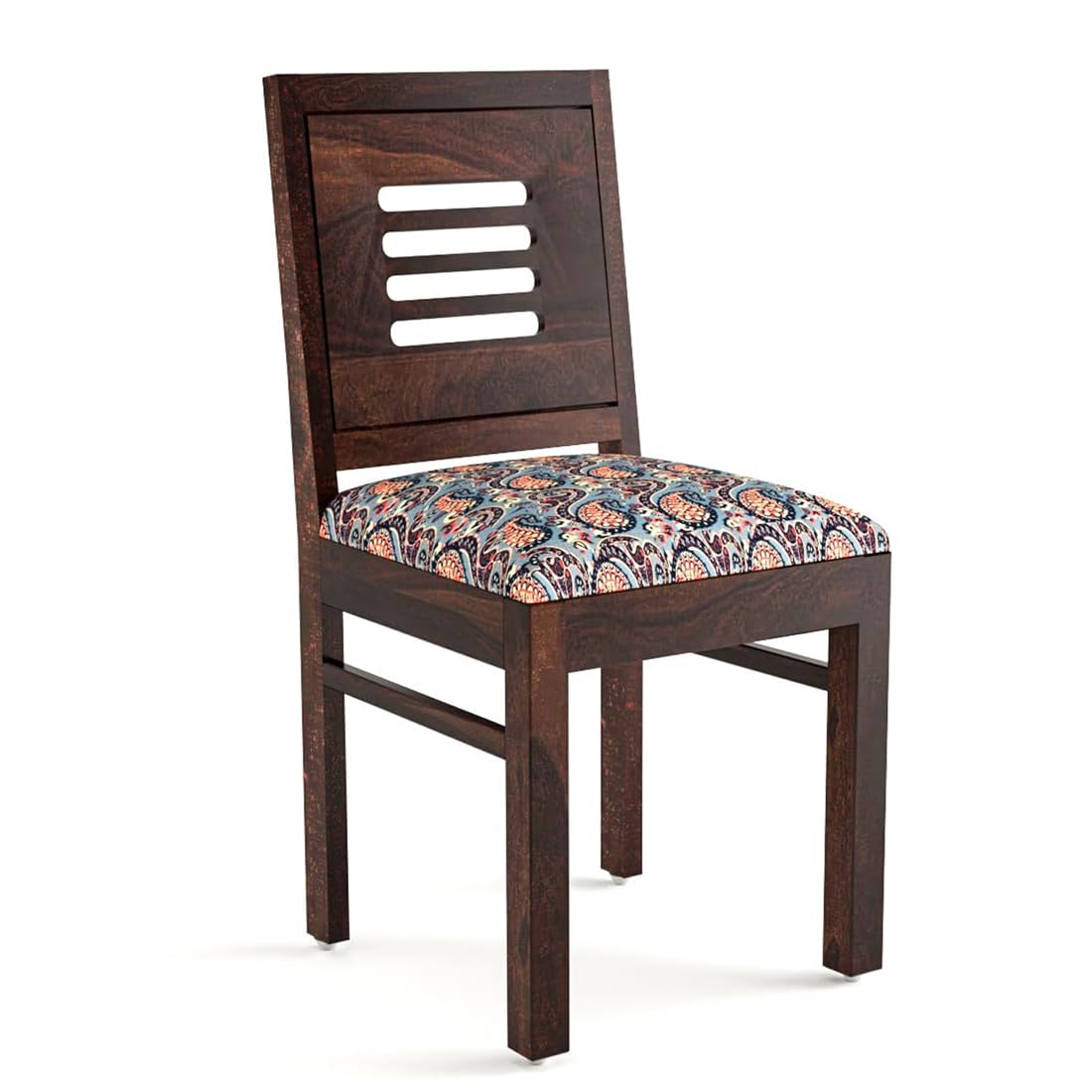 Modern Home Furniture | Solid Wood Dining Chair Set of 2 | Study Chair for Home & Office | Honey Finish with Printed Cushions