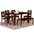 Sheesham Wood Dining Table(57x35) with 6 Chairs | 6 Seater Dining Set | Wooden Dining Table with Chair - Dining Room Furniture