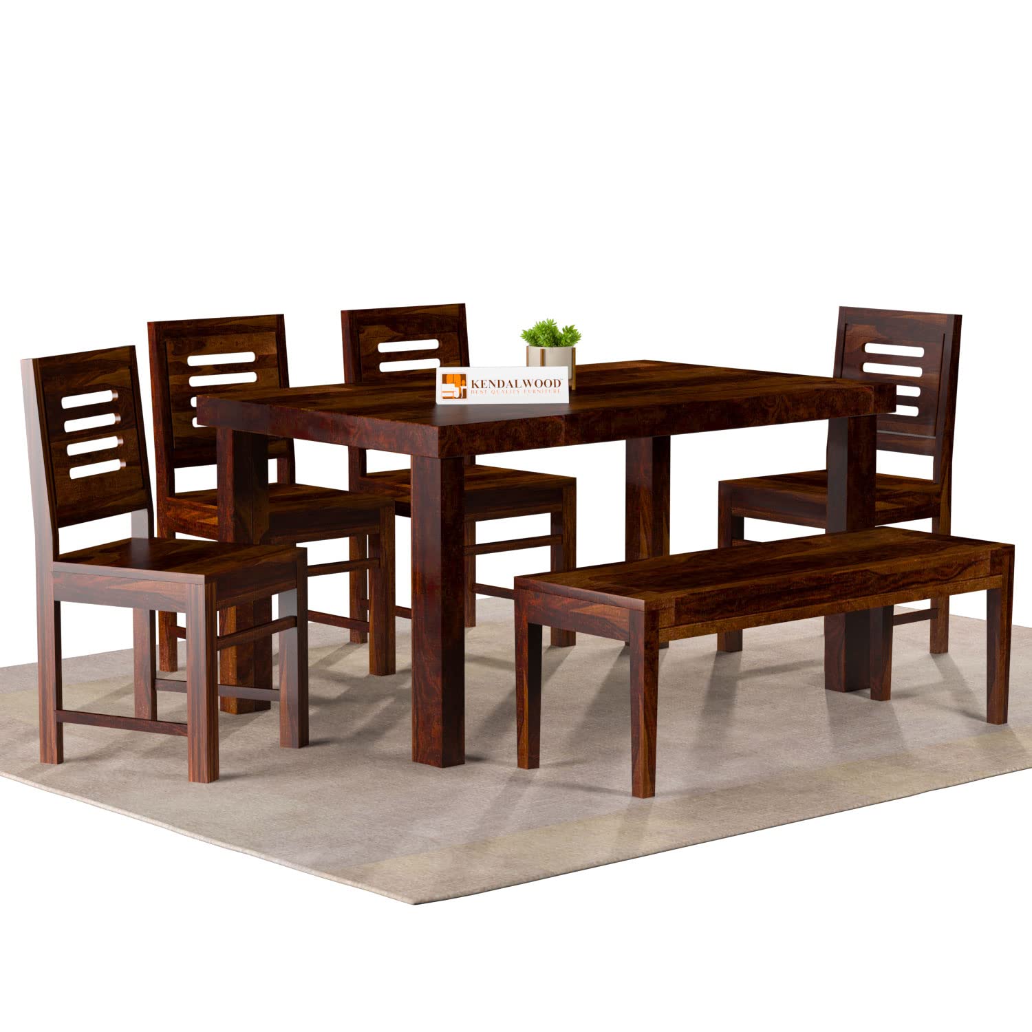 Sheesham Wood Dining Table(57x35) with 6 Chairs | 6 Seater Dining Set | Wooden Dining Table with Chair - Dining Room Furniture