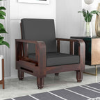 Solid Wood 1 Seater Wooden Sofa Set for Living Room Furniture | Sofa for Home & Office | 1 Seater Sofa