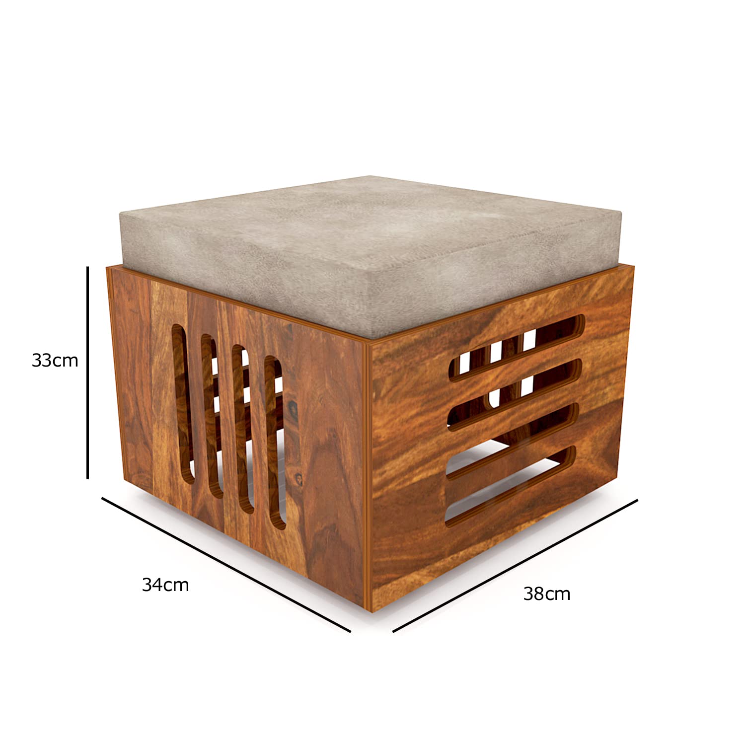 Solid Sheesham Wood Coffee Table for Living Room/Center Table with 2 Stools