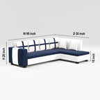 8 Seater Sofa Set, L Shape Sofa (Right Facing) 2 Ottoman, 6 Small Pillow with Coffee Table | Sofa for Home & Office Furniture