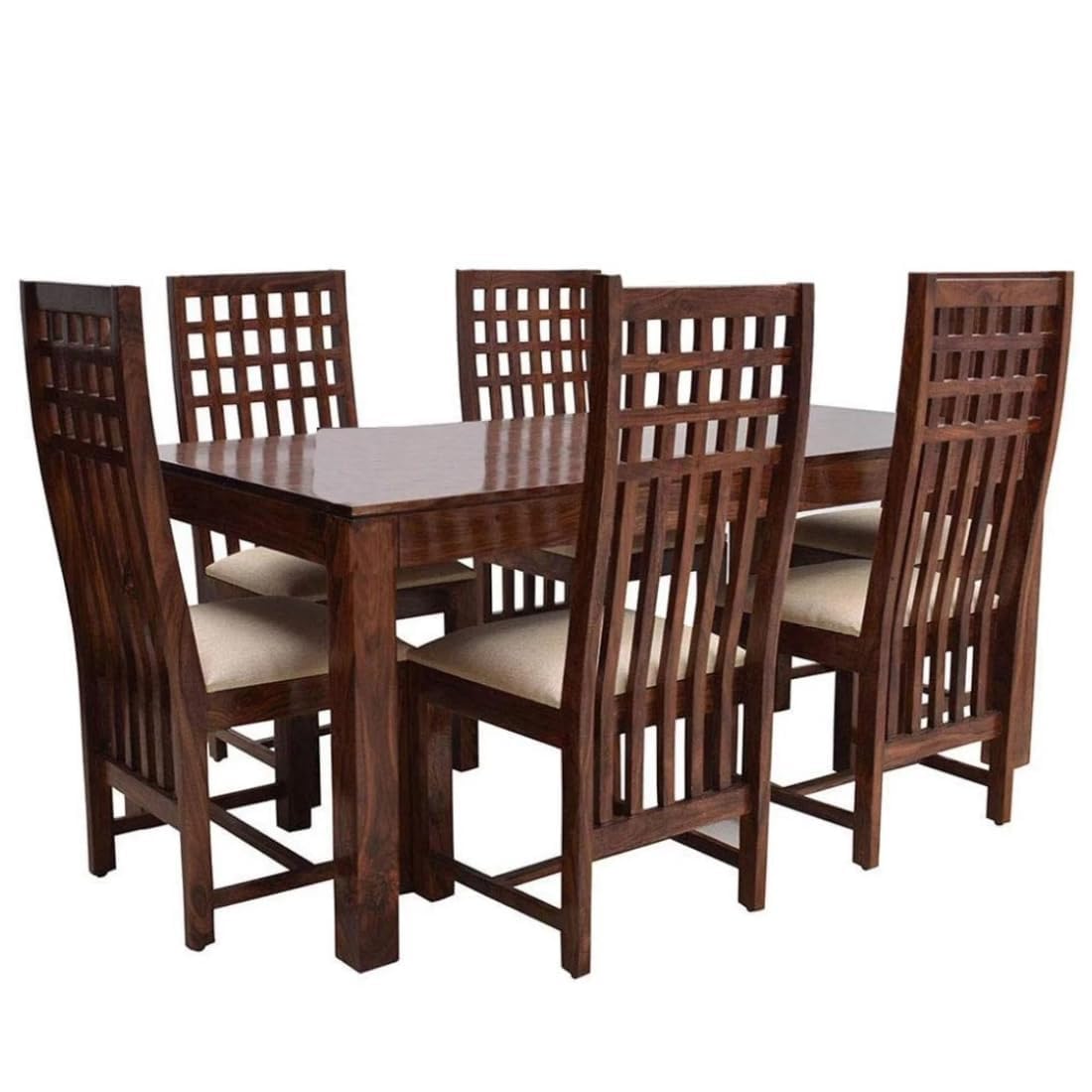 Sheesham Wood Dining Table(57x35) with 6 Chairs | 6 Seater Dining Set | Wooden Dining Table with Chair | Dining Room Furniture