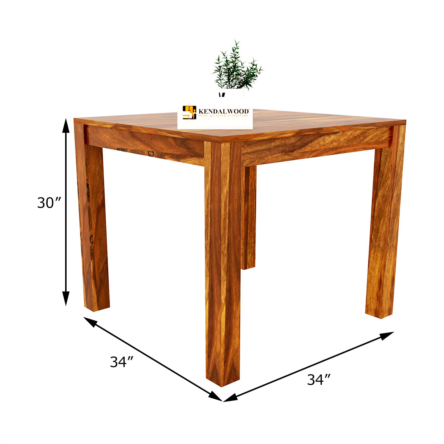 Sheesham Wood Dining Table Square (34x34 Inch) with 2 Chairs | Wooden Dining Table with Chair - Dining Room Furniture