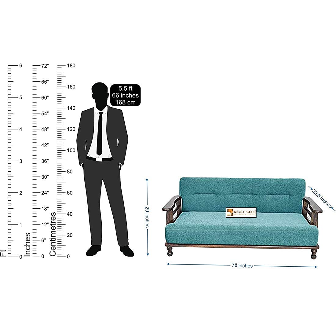 Solid Sheesham Wood Sofa Set | Wooden Sofa Set | Pre Assembled (Ready to Use) | Fabric 3 + 1 + 1 Natural