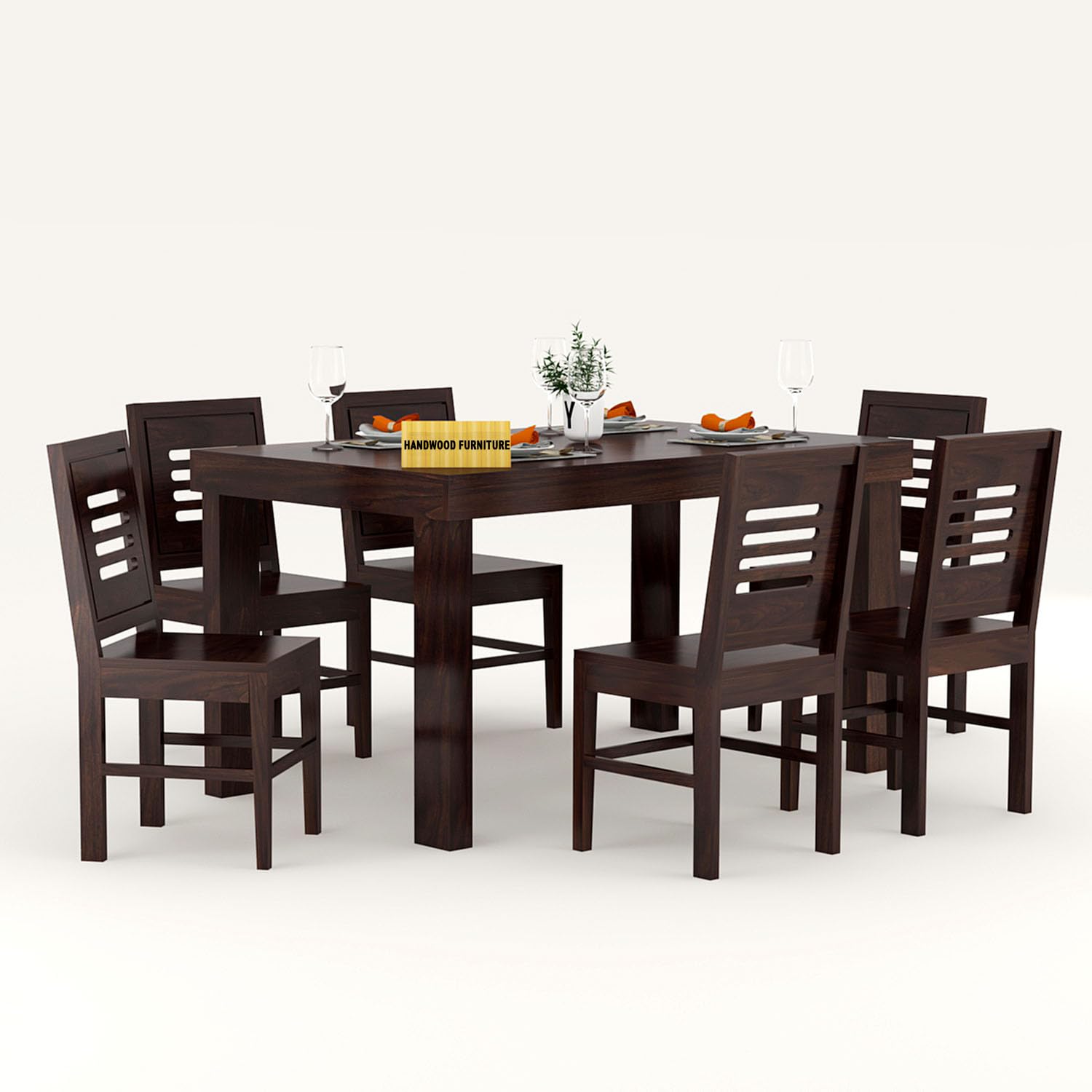 Sheesham Wood Dining Table(57x35) with 6 Chairs | 6 Seater Dining Set | Wooden Dining Table with Chair | Dining Room Furniture