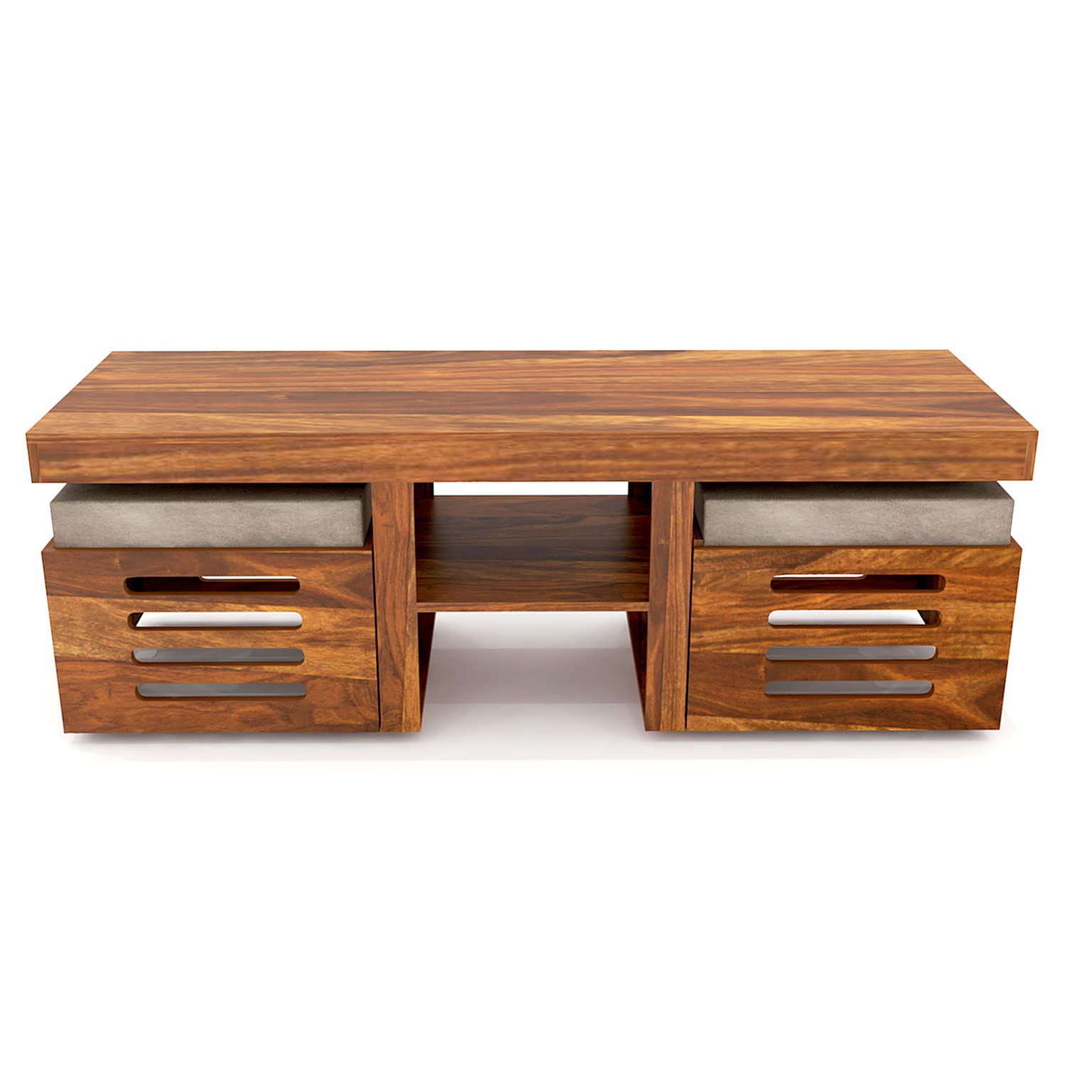 Premium Sheesham Wood Coffee Table for Living Room | Solid Wood Coffee Table, Center Table, Tea Table | Wooden Coffee Table with 2 Stool | Best Furniture for Home