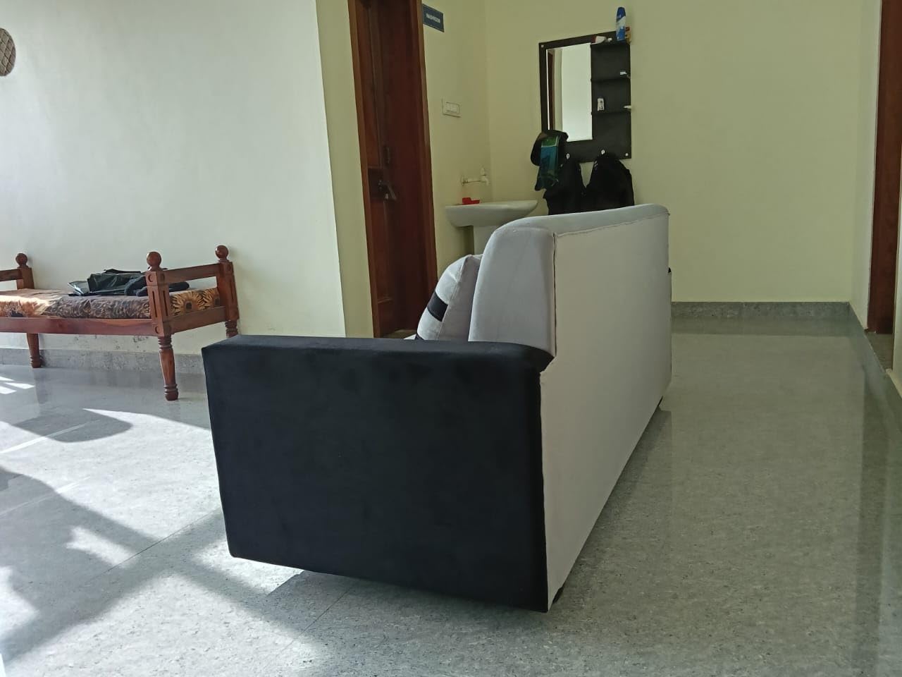 Sheesham Wood 3 Seater Sofa for Living Room | Fabric 3 Seater Sofa Set | Sofa for Home & Office