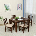 Sheesham Wood 4 Seater Dining Table Set with 4 Chairs and Cushion