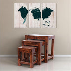 Sheesham Wood Nesting Stools for Living Room, Wooden Tables, Set of 3, Brown