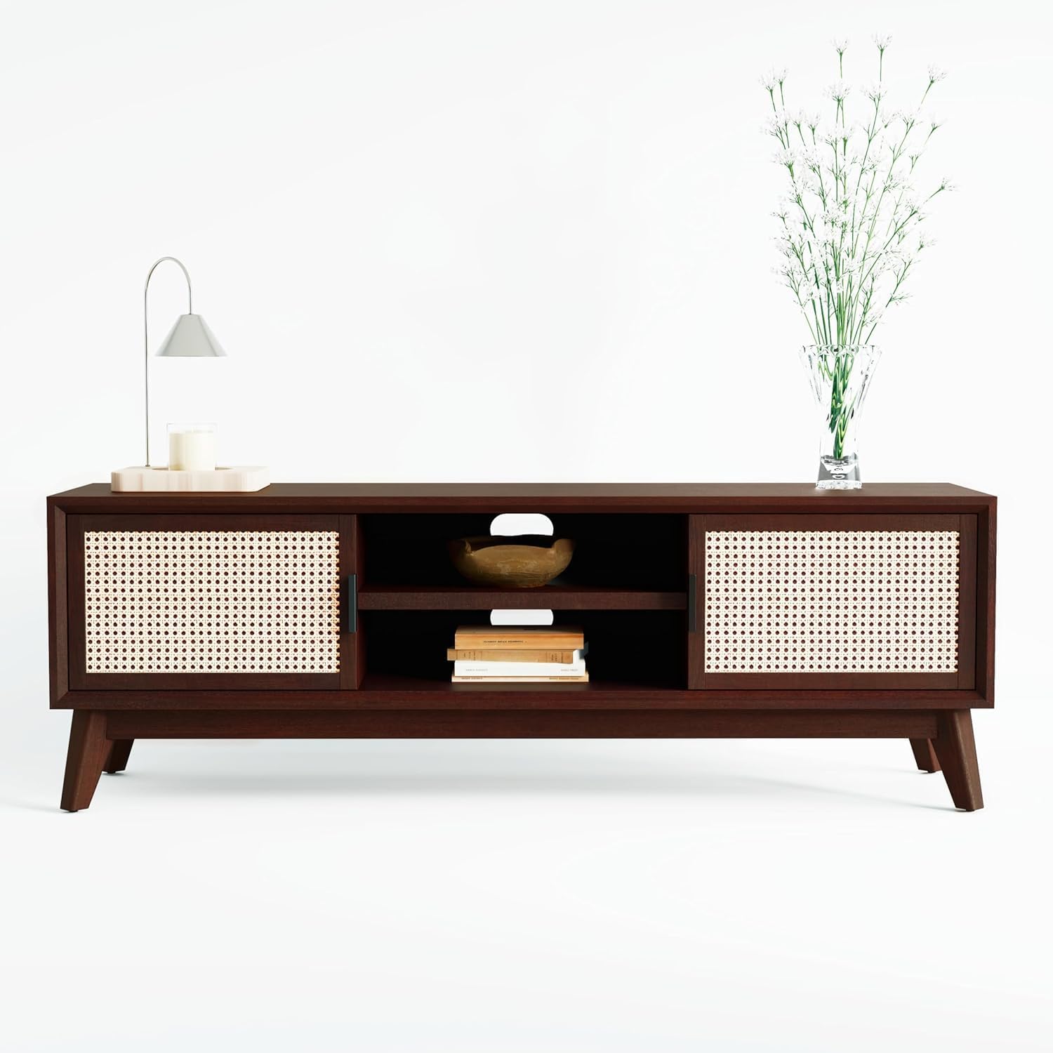 Sheesham Wooden TV Entertainment Unit | TV Unit for Bedroom, Living Room | Cabinet with Storage | Finish Color:- Walnut