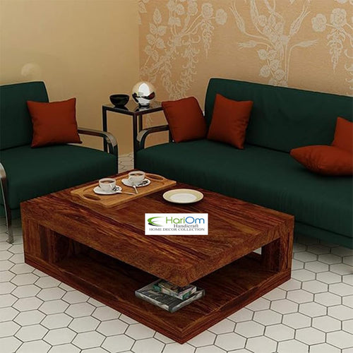 KendalWood Furniture Solid Wood Rectangle Shape Coffee Table for Living Room | Sofa Center Table - Natural Brown