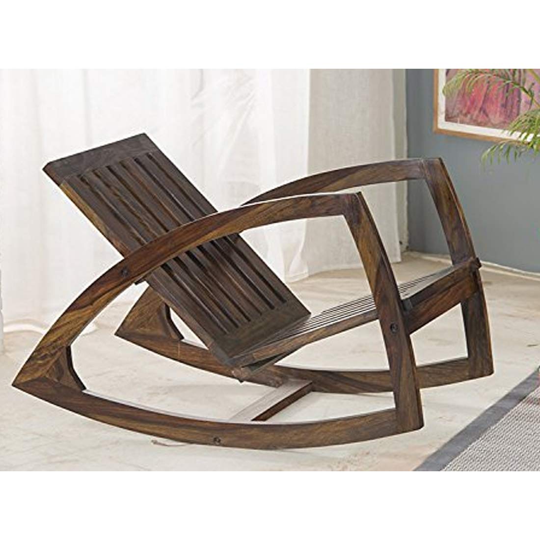 KendalWood Furniture Sheesham Wood Rocking Chair for Adults, Wooden Rocking Chair, Walnut Finish (Rocking Chair