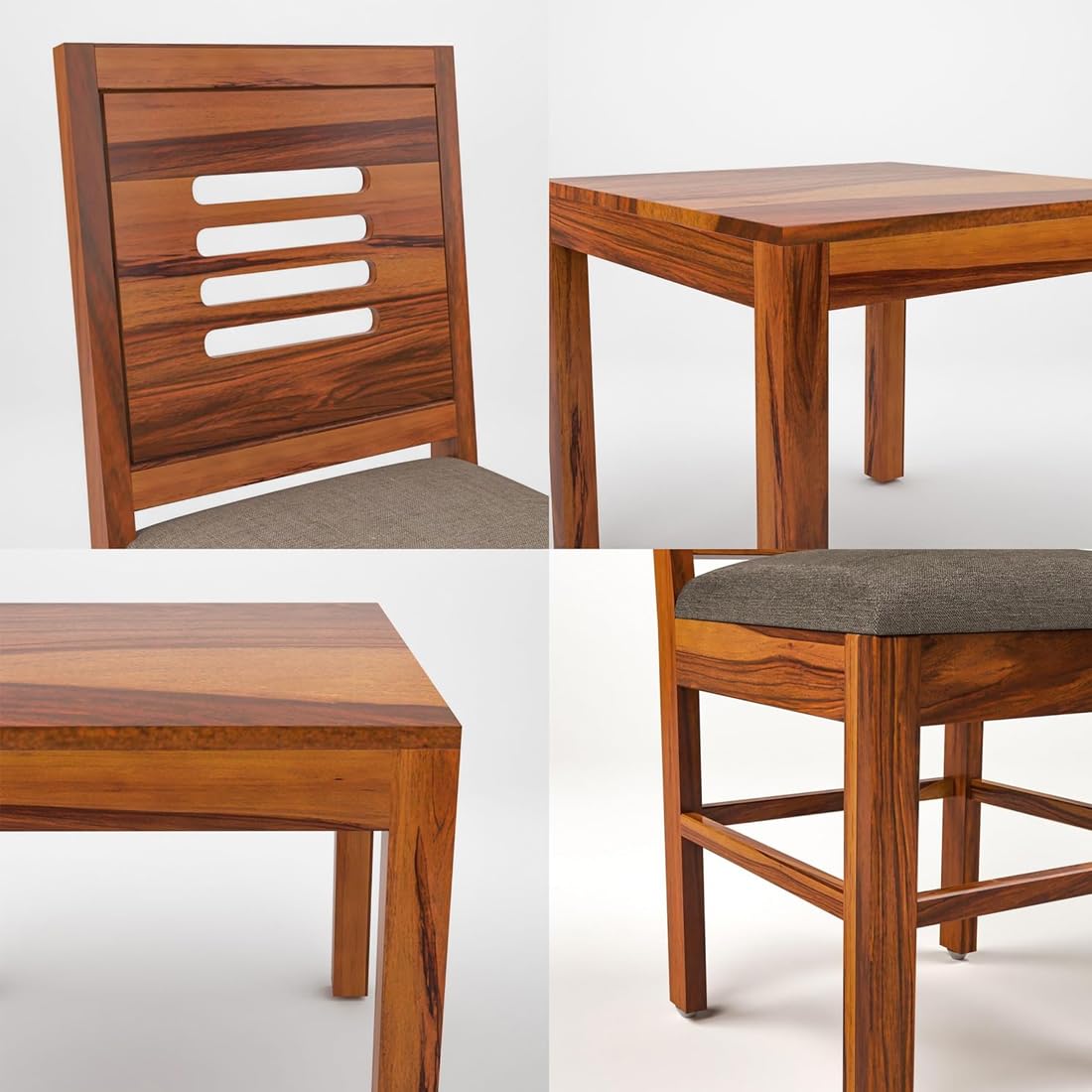 Premium Sheesham Wood Dining Table (34x34) with 4 Chairs | 4 Seater Dining Set | Wooden Dining Table with Chair | Dining Room Furniture