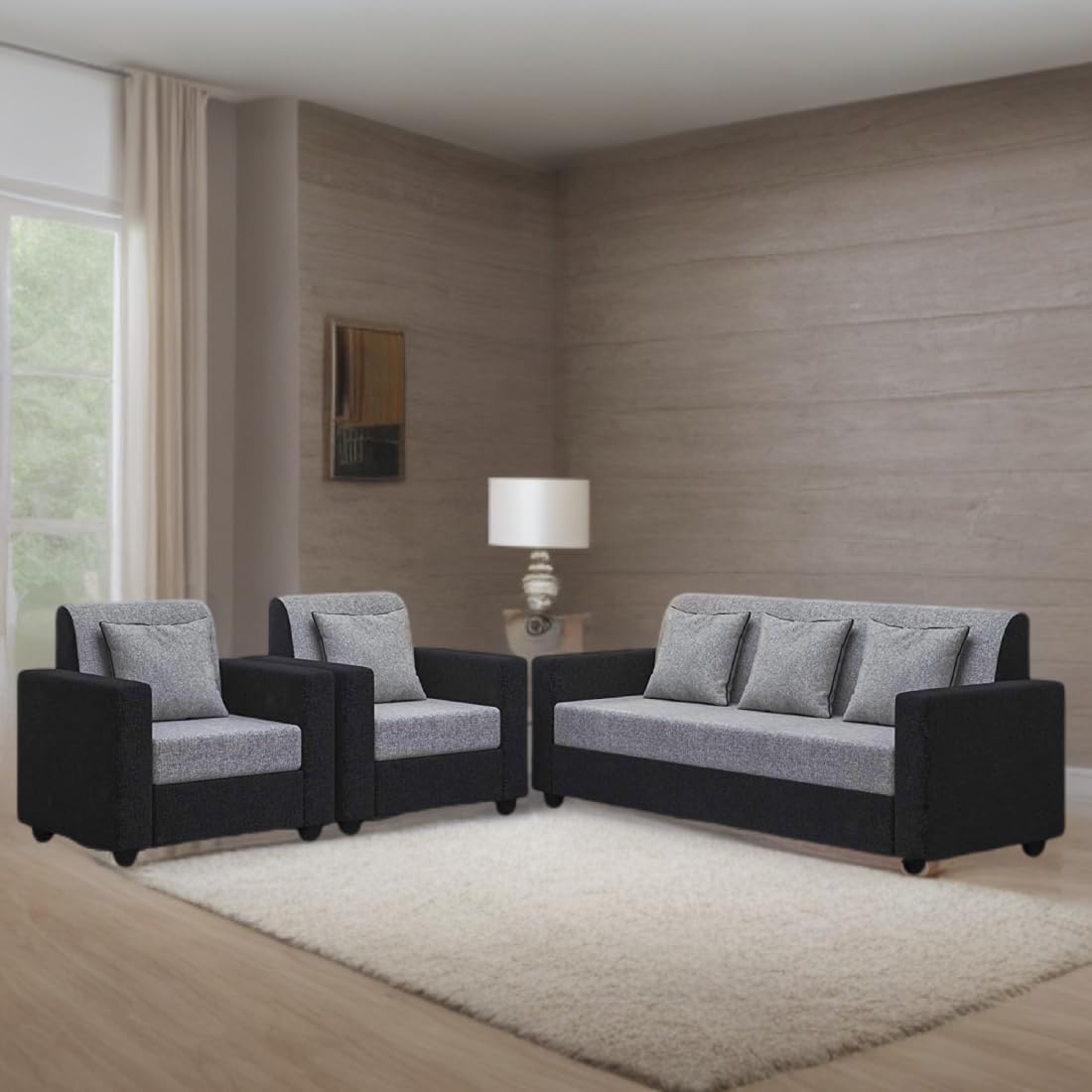 5 Seater Fabric Sofa Set for Living Room Furniture | 3+1+1 Sofa Set for Home & Office