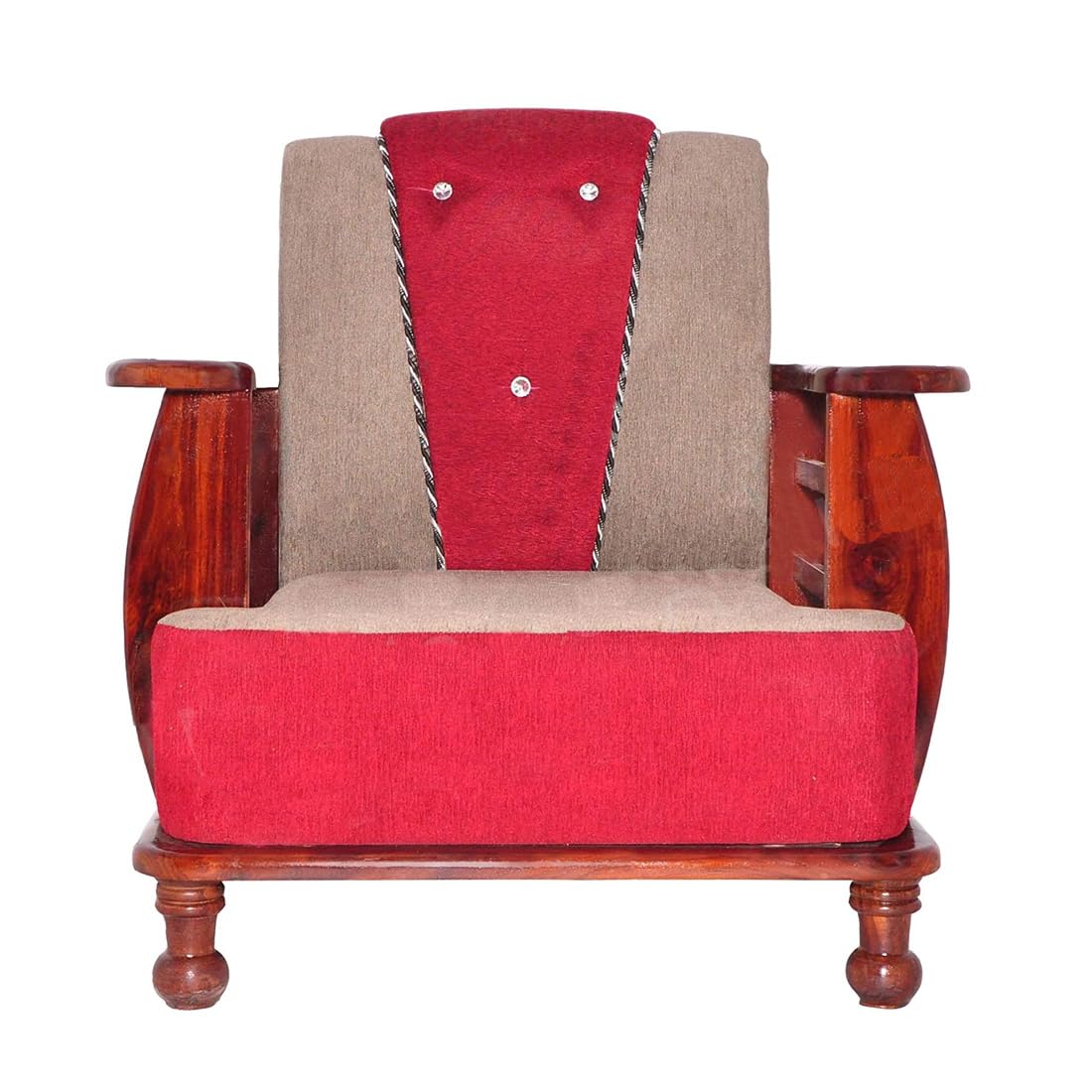 Solid Wood 5 Seater Wooden Sofa Set for Living Room Furniture | 3+1+1 Fabric Sofa Set Without Centre Table | Sofa for Home & Office Furniture
