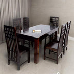 Sheesham Wood Dining Table with 6 Chairs | 6 Seater Dining Set | Wooden Dining Table with