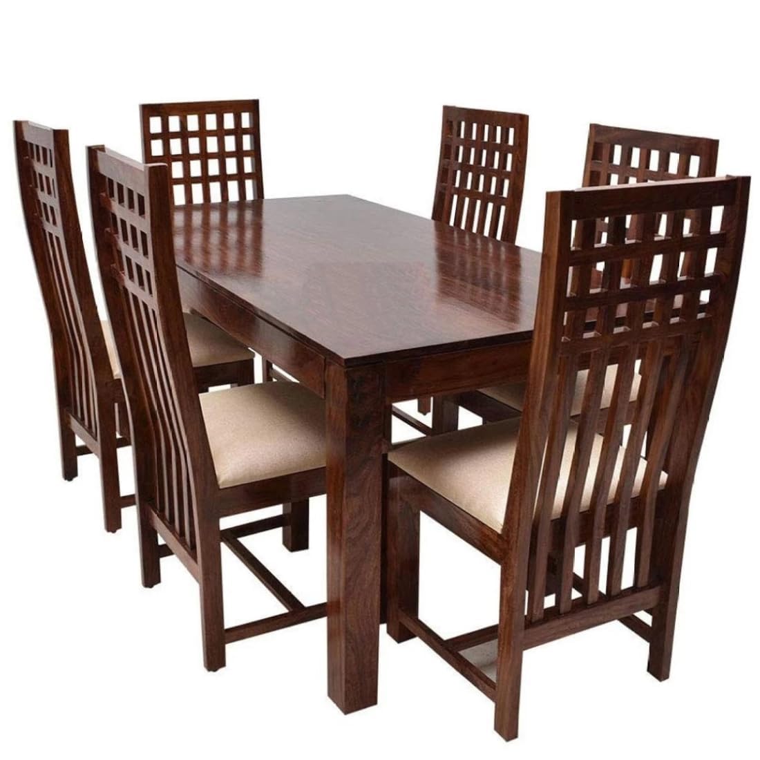 Sheesham Wood Dining Table(57x35) with 6 Chairs | 6 Seater Dining Set | Wooden Dining Table with Chair | Dining Room Furniture