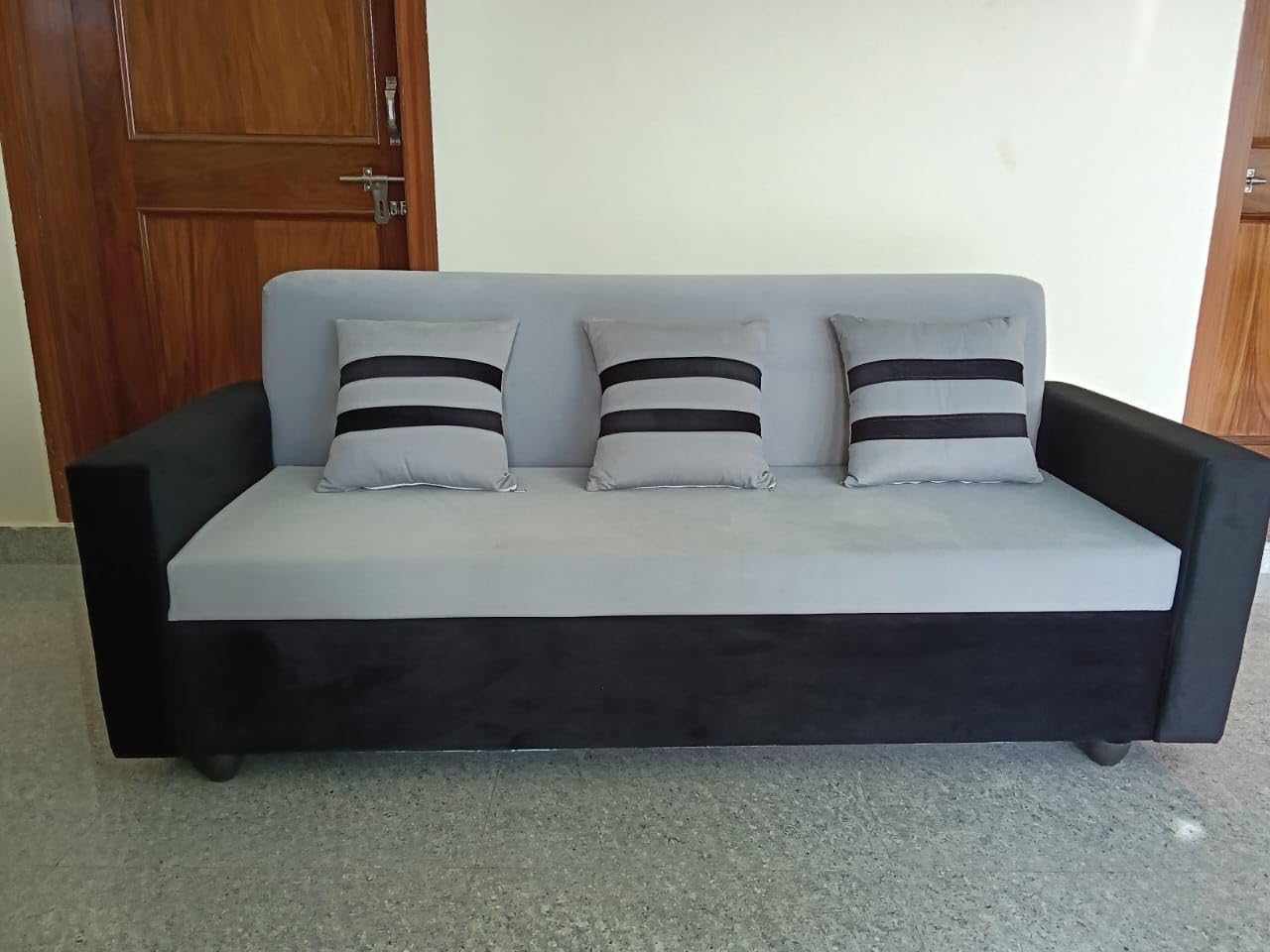 Sheesham Wood 3 Seater Sofa for Living Room | Fabric 3 Seater Sofa Set | Sofa for Home & Office