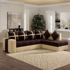 Wood Furniture 6 Seater L Shape Corner Sofa for Living Room | 6-Seater L Shape Sofa (Right Facing) with 6 Small Pillow | Sofa for Home & Office Furniture