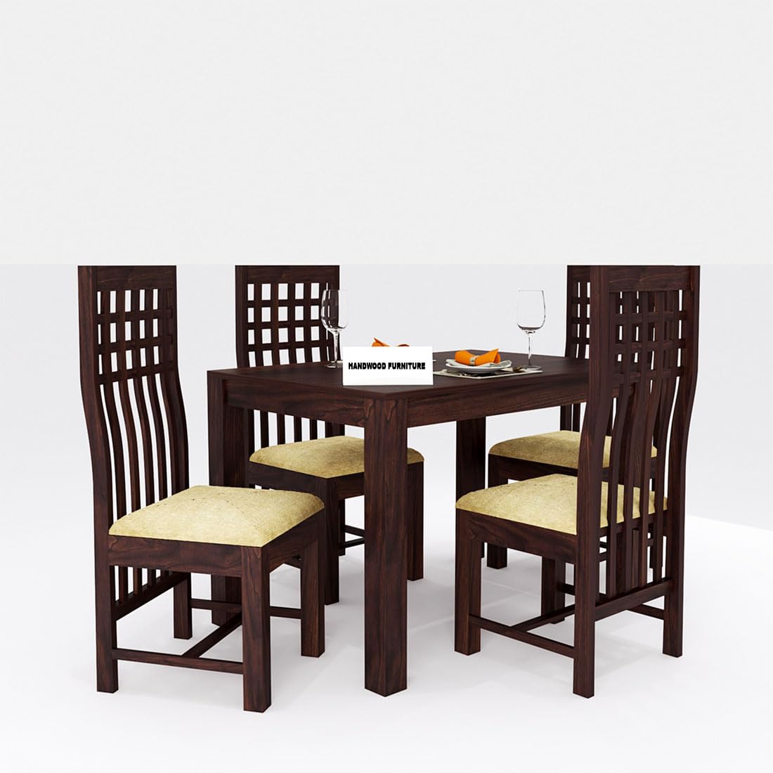 Premium Sheesham Wood Dining Table (45x30) with 4 Chairs | 4 Seater Dining Set | Wooden Dining Table with Chair | Dining Room Furniture