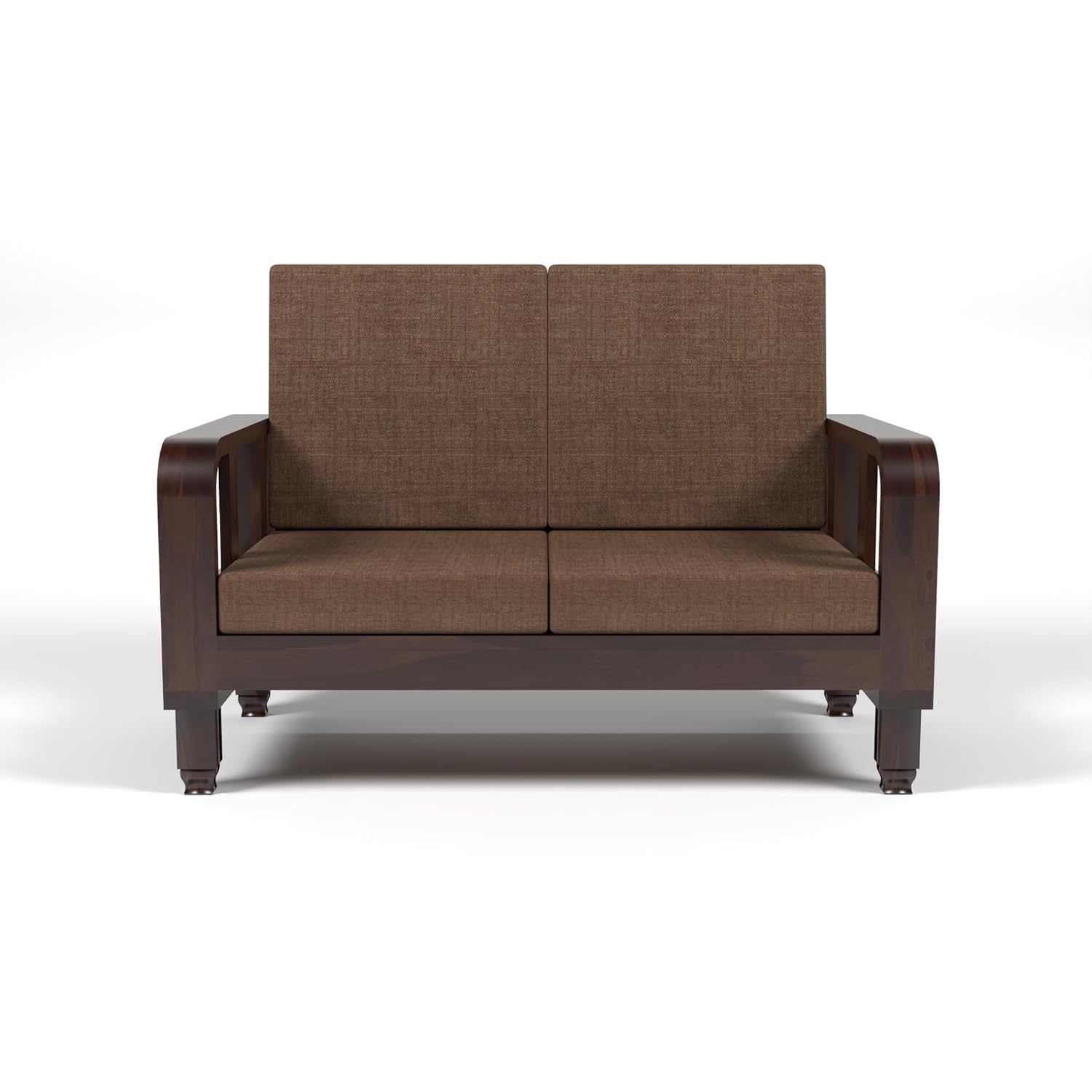 Solid Wood 2 Seater Wooden Sofa Set for Living Room Furniture Fabric 2 Seater Sofa
