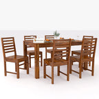 Sheesham Wood Dining Table(57x35 Inch) with 6 Chairs | 6 Seater Dining Set | Wooden Dining Table with Chair - Dining Room Furniture