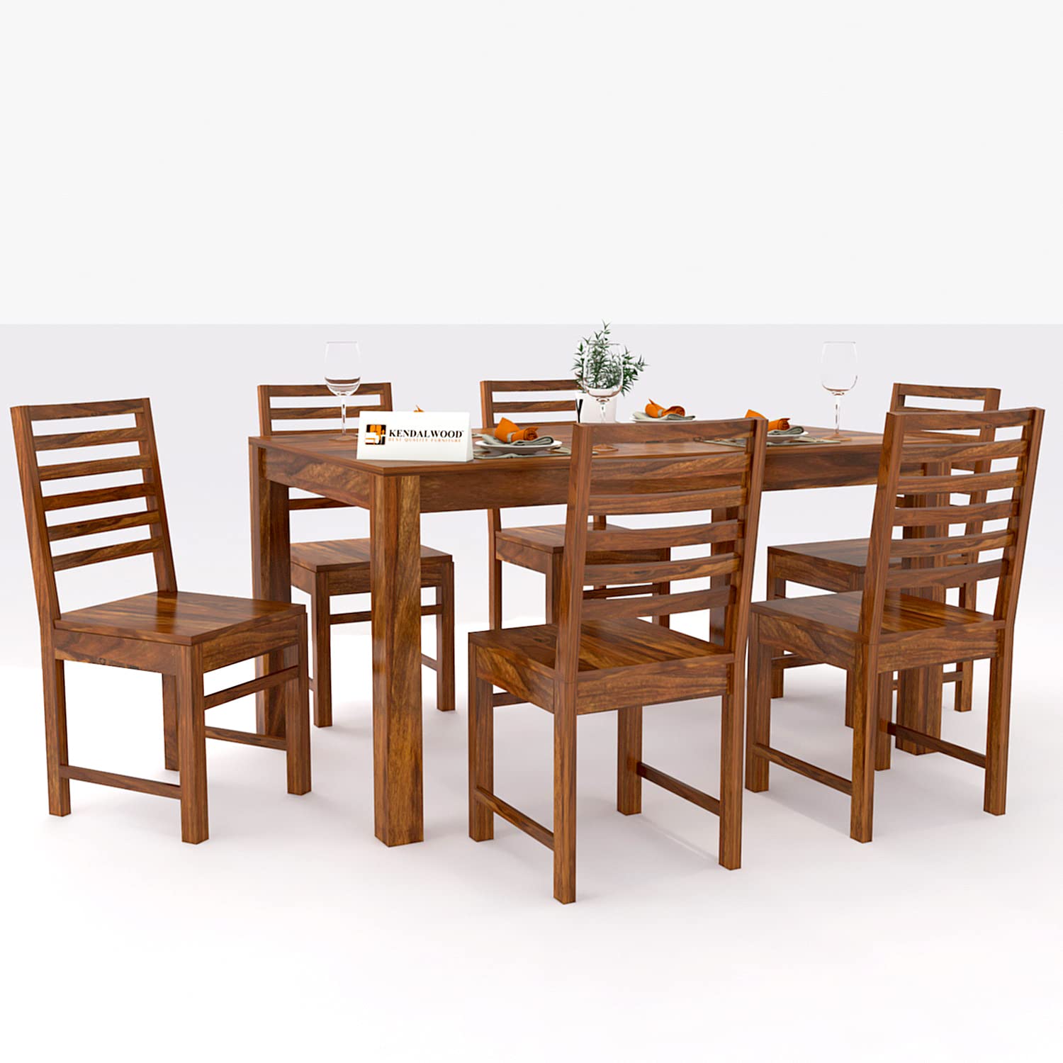 Sheesham Wood Dining Table(57x35 Inch) with 6 Chairs | 6 Seater Dining Set | Wooden Dining Table with Chair - Dining Room Furniture