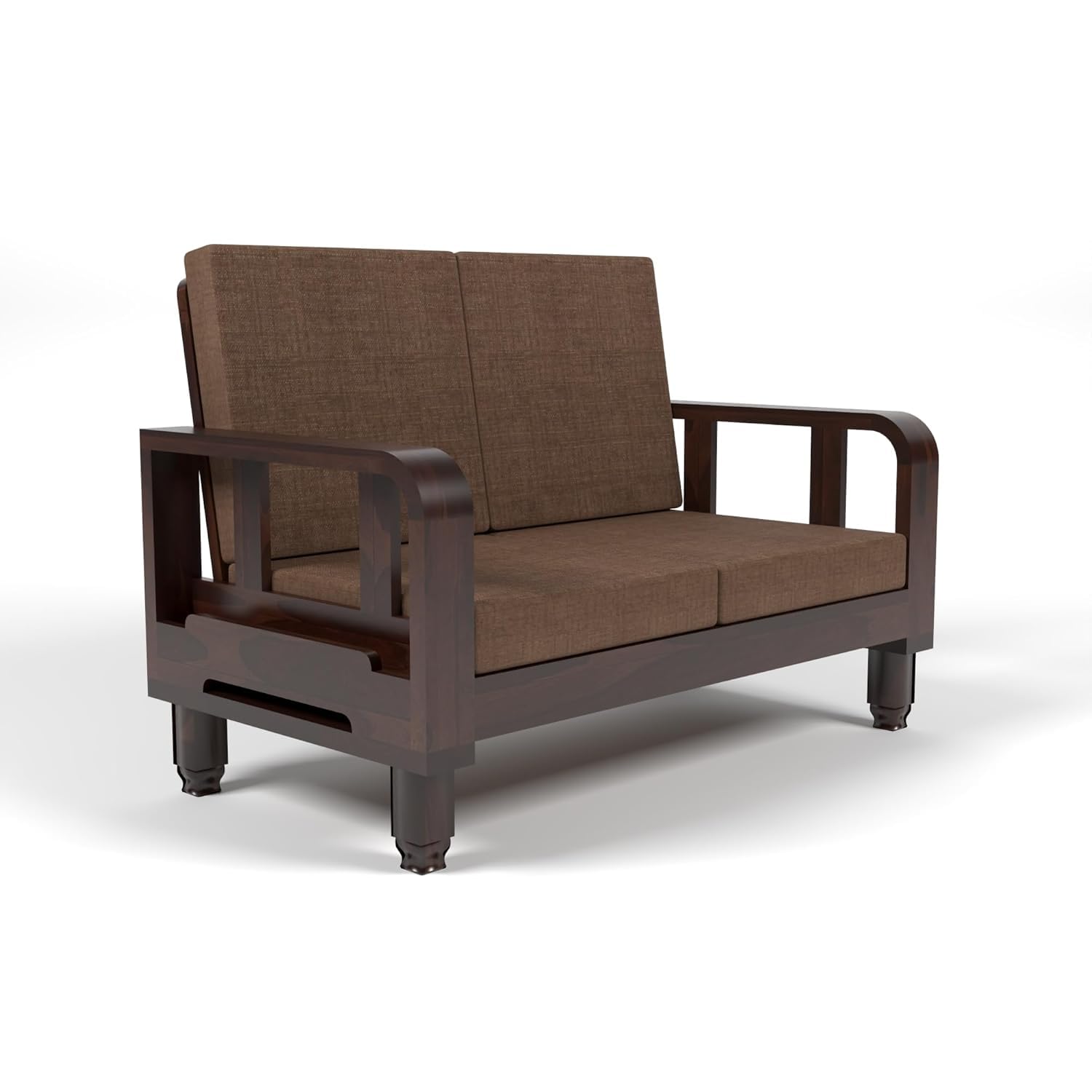Solid Wood 2 Seater Wooden Sofa Set for Living Room Furniture Fabric 2 Seater Sofa