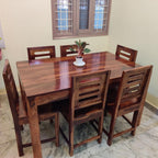 Sheesham Wood Dining Table (57x35) with 6 Chairs | 6 Seater Dining Set | Wooden Dining Table with Chair | Dining Room Furniture
