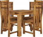 Sheesham Wood Square Dining Table with 4 Chairs | Dining Room Furniture 4 Seater Dining Set