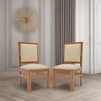 Solid Sheesham Wood Dining, Study Chair | Multipurpose Chair Set of 2 | Finish:- Honey Finish with Flower Printed Cushions