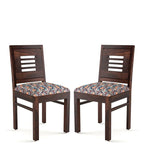Modern Home Furniture | Solid Wood Dining Chair Set of 2 | Study Chair for Home & Office | Honey Finish with Printed Cushions