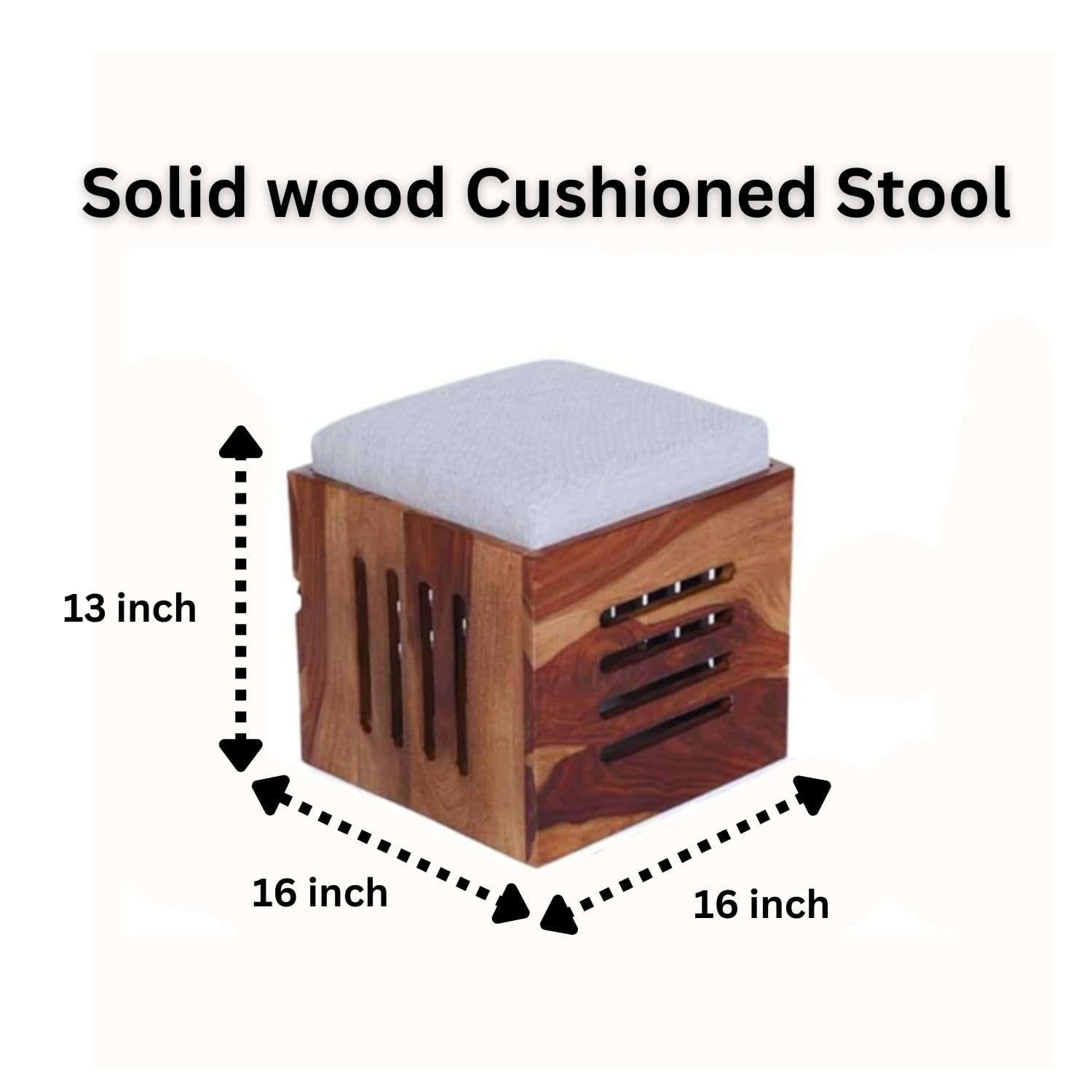 Premium Sheesham Solid Wood Coffee Tea Center Table with 4 Stool Living Room Furniture - Teak Finish