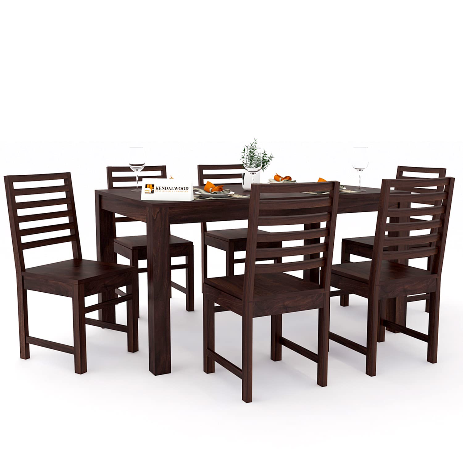 Sheesham Wood Dining Table(57x35 Inch) with 6 Chairs | 6 Seater Dining Set | Wooden Dining Table with Chair - Dining Room Furniture