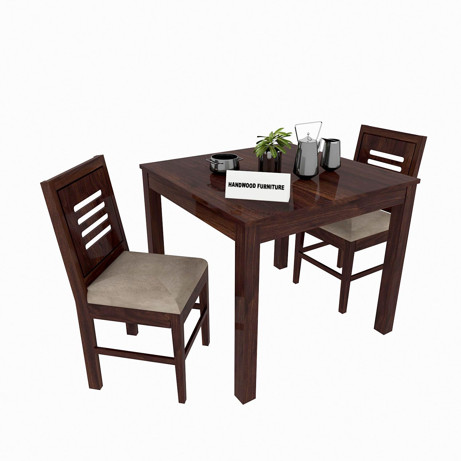 Premium Sheesham Wood Dining Table (34x34) with 2 Chairs | 2 Seater Dining Set | Wooden Dining Table with Chair | Dining Room Furniture