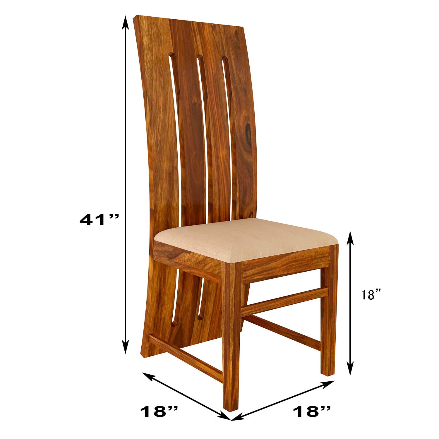 Modern Home Furniture | Solid Wood Dining Chair Set of 2 | Study & Multipurpose Chair for Home & Office | Honey Finish | Pre Assembled (Ready to Use)