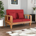 Solid Wood 2 Seater Wooden Sofa Set for Living Room Furniture Fabric 2 Seater Sofa
