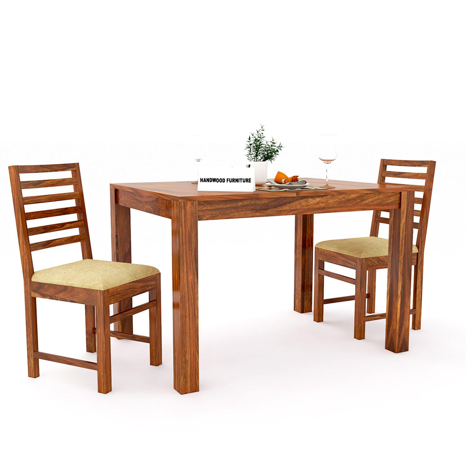 Premium Sheesham Wood Dining Table(45x30) with 2 Chairs | 2 Seater Dining Set | Wooden Dining Table with Chair | Dining Room Furniture