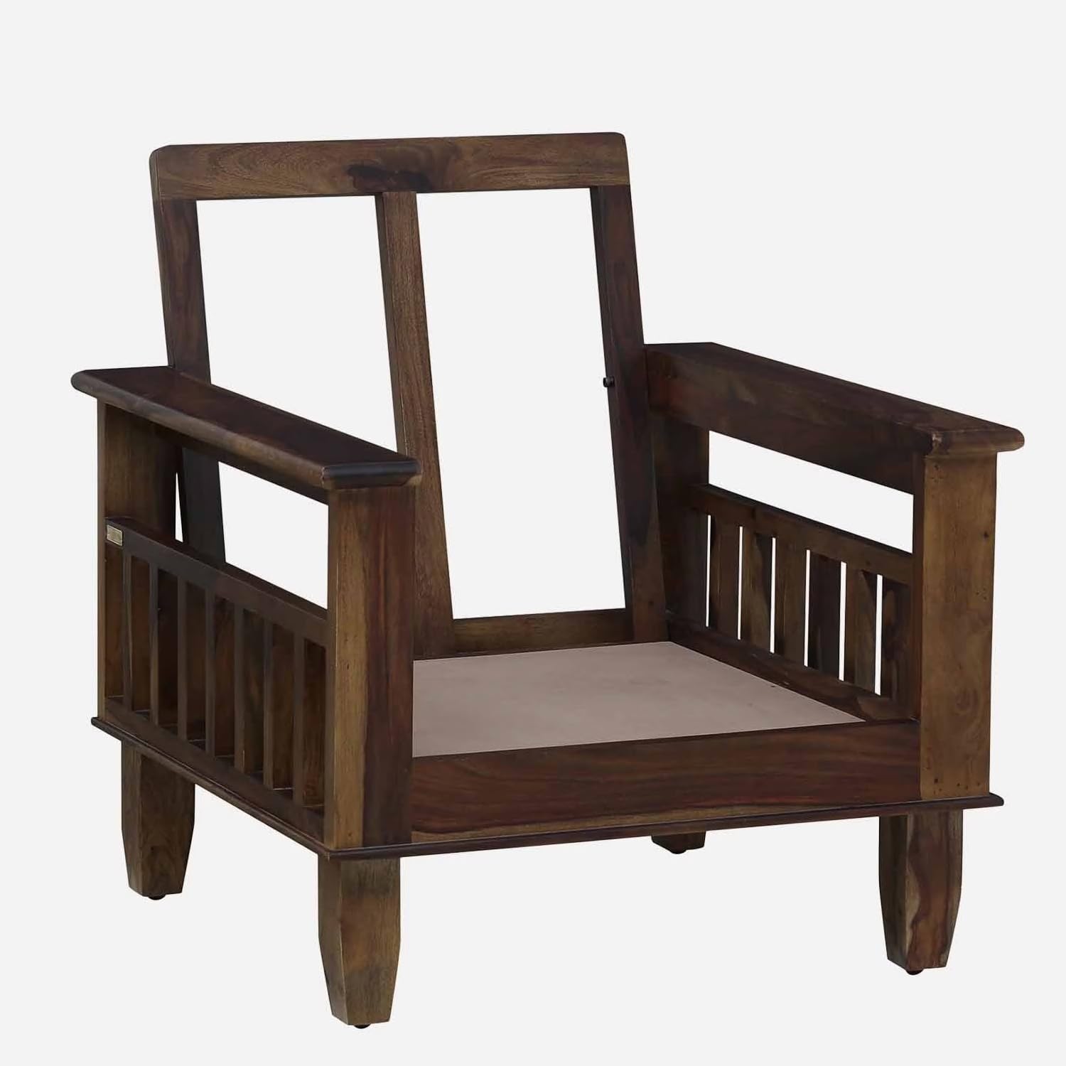 Solid Wood 1 Seater Wooden Sofa Set for Living Room Furniture | Sofa for Home & Office | 1 Seater Sofa