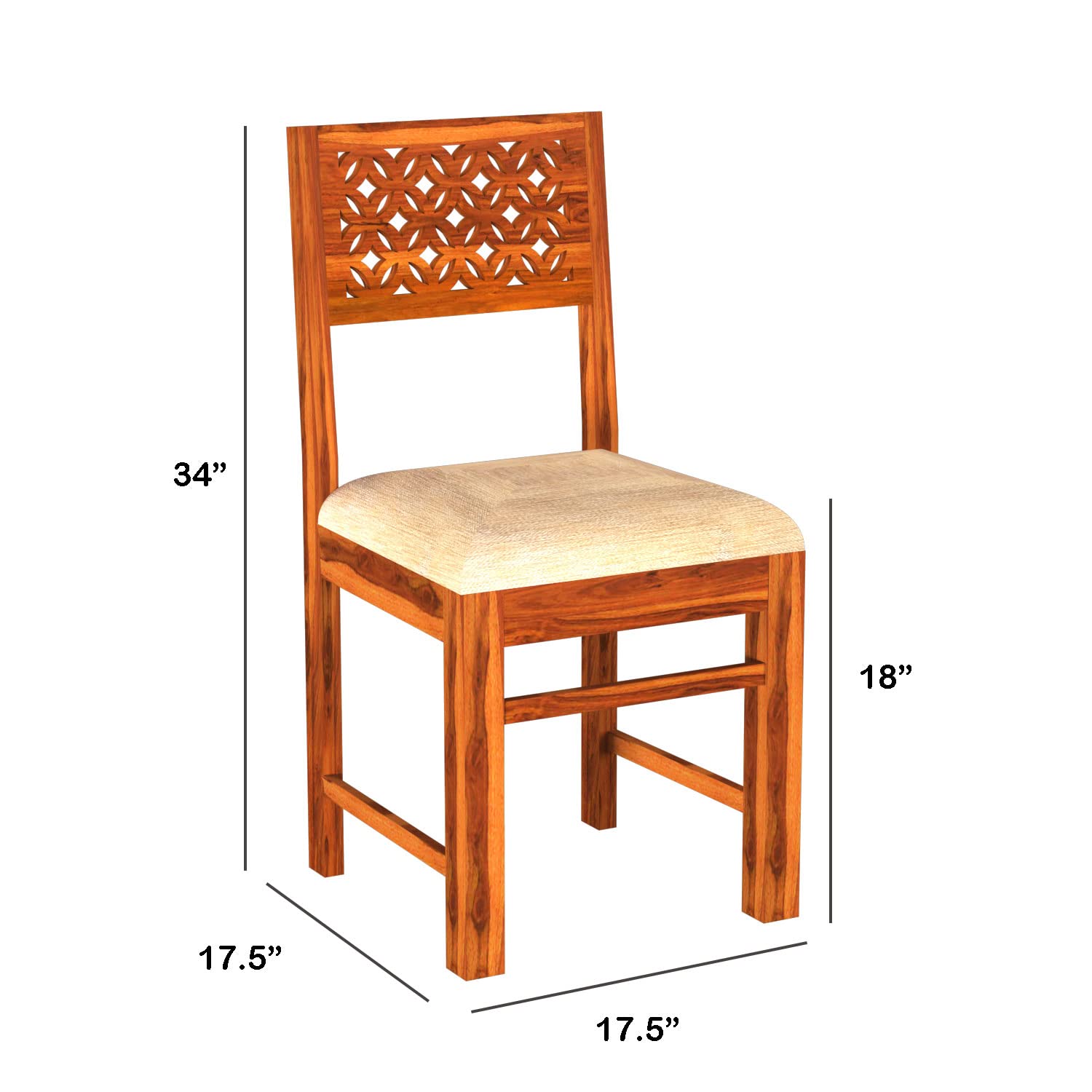 Sheesham Wood Dining Table Square (34x34 inch) with 2 Chair | 2 Seater Dining Set